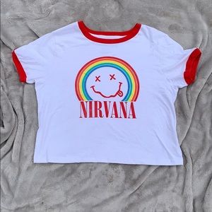 Nirvana rainbow crop tee
